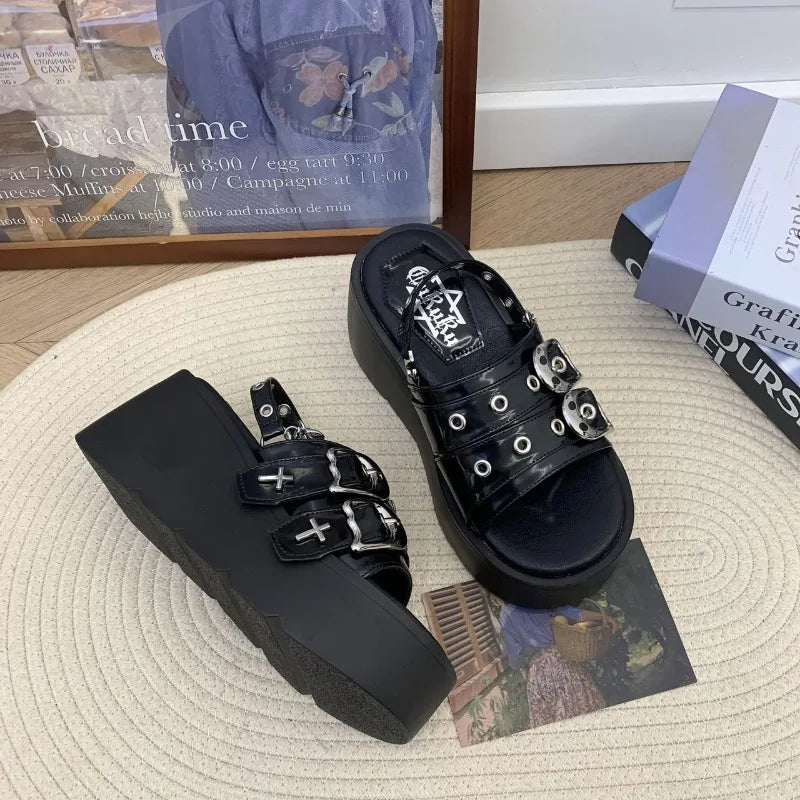Funki Findz | Shoes | Women's Chunky Gothic Wedge Slides