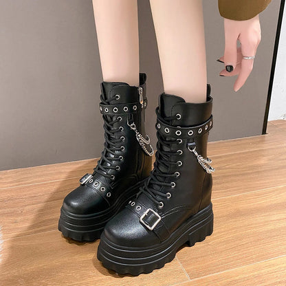 Funki Findz | Boots | Women's Gothic Round Toe Chunky Boots