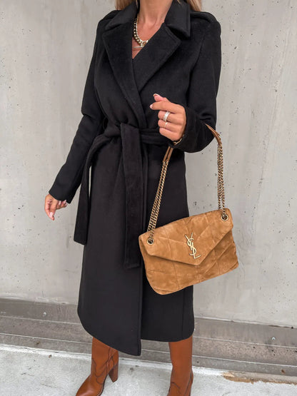 Funki Findz | Jackets | Women's Elegant Long Tie Belt Overcoats
