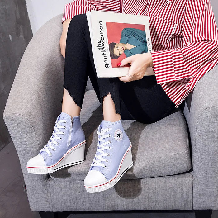 Funki Findz | Boots | Women's Canvas Ankle Wedge Sneaker