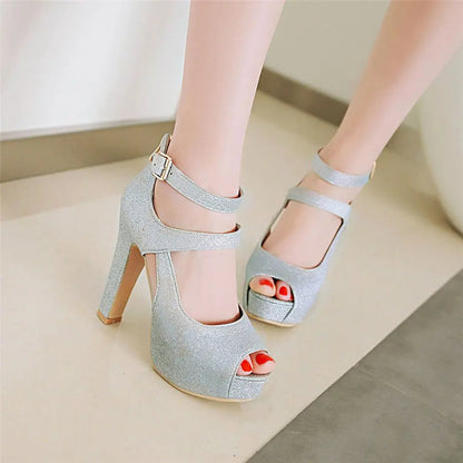 Funki Findz | Shoes | Women's Sequin Peep Toe Platform Sandal