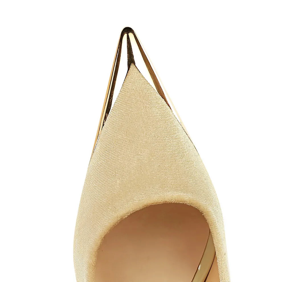 Funki Findz | Shoes | Women's Velvet Stilettos Metal Toe Heel