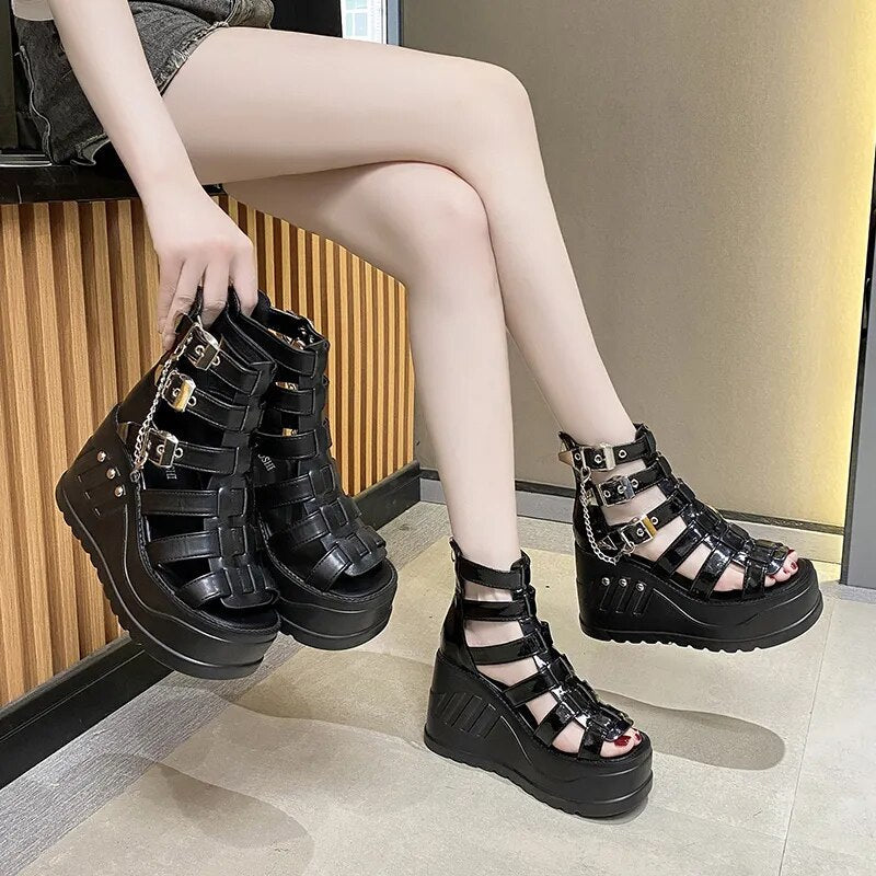 Funki Findz | Shoes | Women's Buckle Platform Gothic Sandals