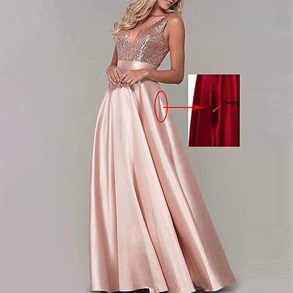 Funki Findz | Dresses | Women's Satin Sequin Evening Dress