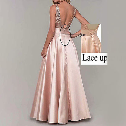 Funki Findz | Dresses | Women's Satin Sequin Evening Dress