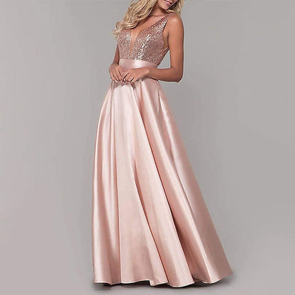 Funki Findz | Dresses | Women's Satin Sequin Evening Dress