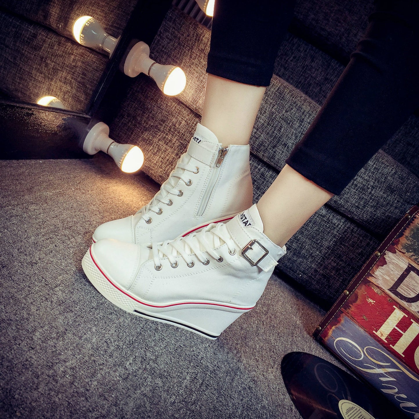 Funki Findz | Boots | Women's High Top Platform Wedge Sneaker