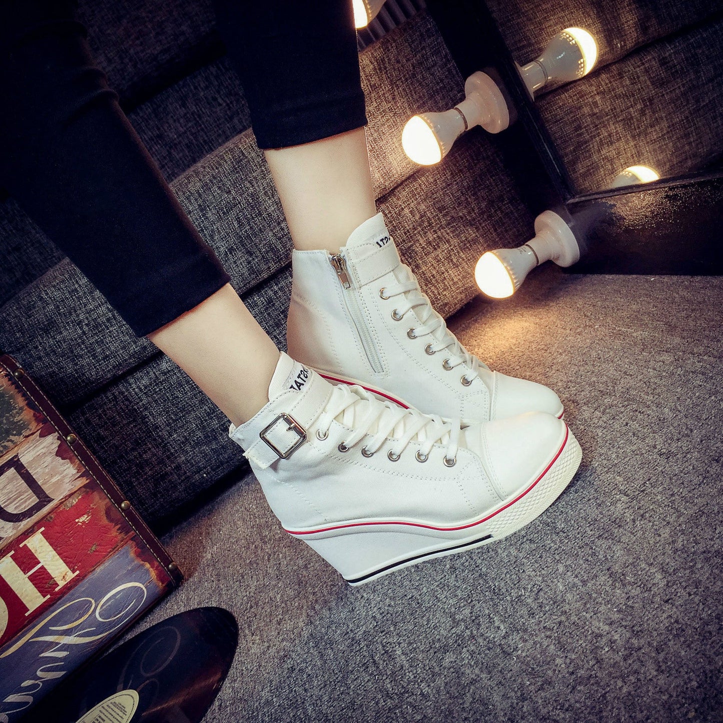 Funki Findz | Boots | Women's High Top Platform Wedge Sneaker