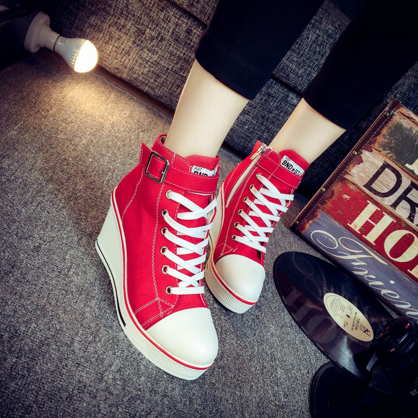 Funki Findz | Boots | Women's High Top Platform Wedge Sneaker