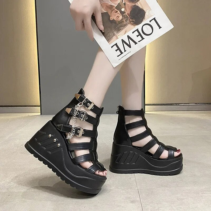 Funki Findz | Shoes | Women's Buckle Platform Gothic Sandals