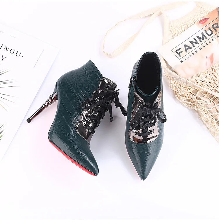 Funki Findz | Boots | Women's High Heeled Lace-up Ankle Boots