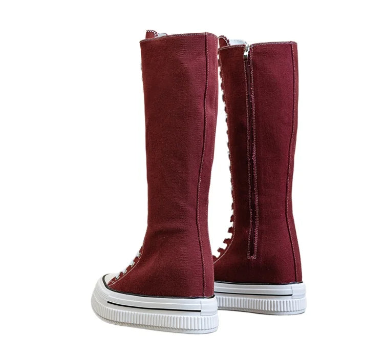 Funki Findz | Boots | Women's Lace Up Knee High Canvas Boots