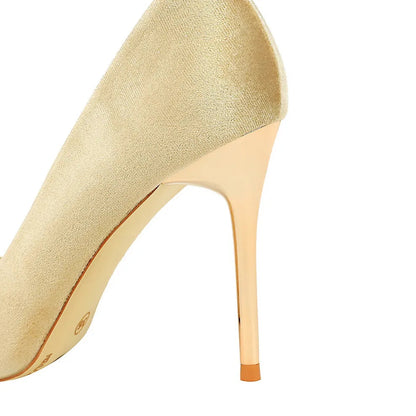 Funki Findz | Shoes | Women's Velvet Stilettos Metal Toe Heel