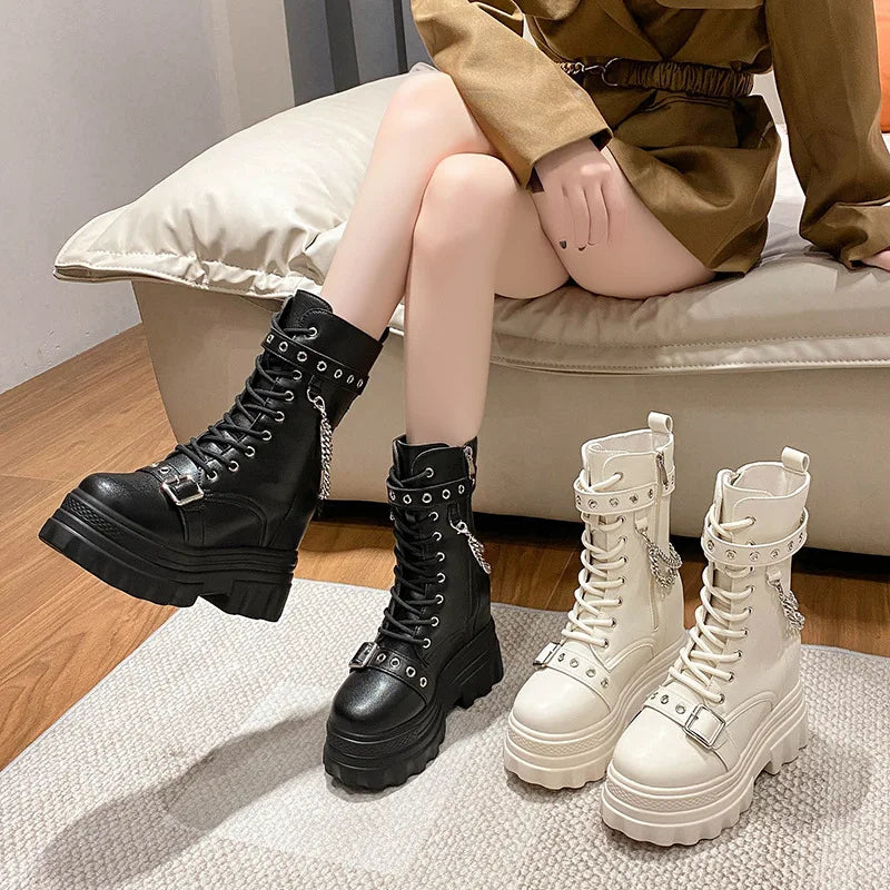 Funki Findz | Boots | Women's Gothic Round Toe Chunky Boots
