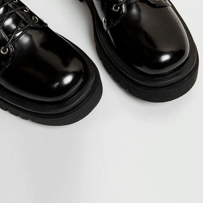 Funki Findz | Boots | Women's Patent Buckle Strap Lace Up Boot