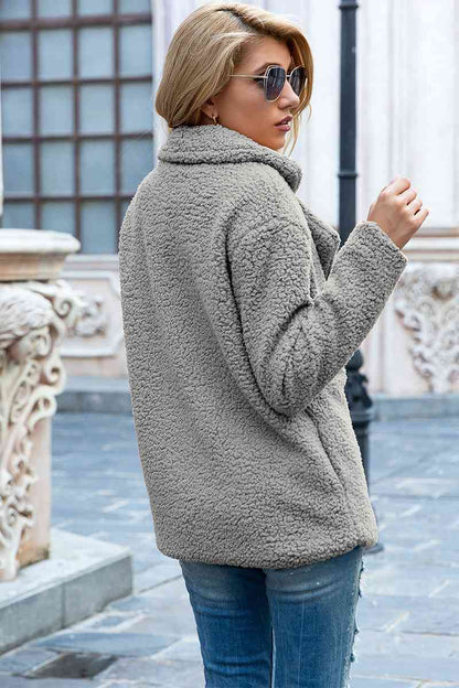 Funki Findz | Jackets | Women's Full Lapel Collar Sherpa Coat