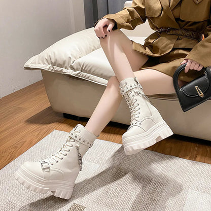 Funki Findz | Boots | Women's Gothic Round Toe Chunky Boots
