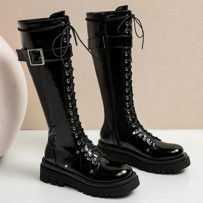 Funki Findz | Boots | Women's Gothic Big Buckle Knee High Boot