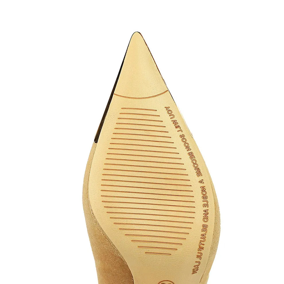 Funki Findz | Shoes | Women's Velvet Stilettos Metal Toe Heel