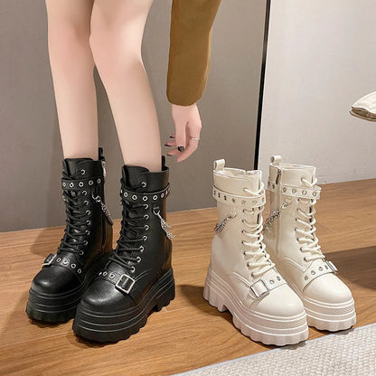 Funki Findz | Boots | Women's Gothic Round Toe Chunky Boots