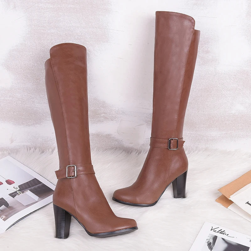 Funki Findz | Boots | Women's High Block Heeled Pull On Boots
