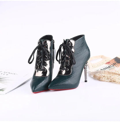 Funki Findz | Boots | Women's High Heeled Lace-up Ankle Boots
