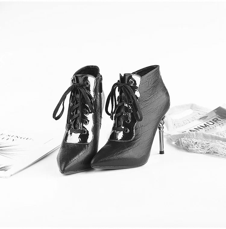 Funki Findz | Boots | Women's High Heeled Lace-up Ankle Boots