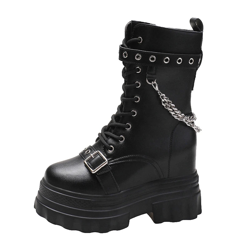 Funki Findz | Boots | Women's Gothic Round Toe Chunky Boots