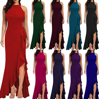 Funki Findz | Dresses | Women's High Split Ruffled Hem Long Dress