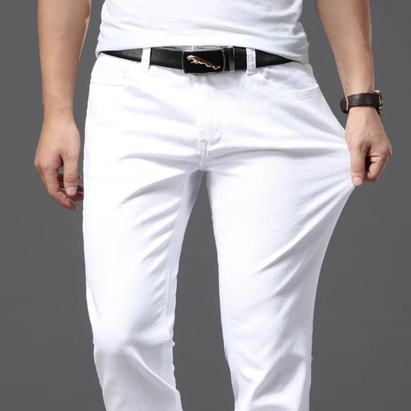 Funki Findz | Pants | Men's Fashion Slim Fit White Stretch Jeans