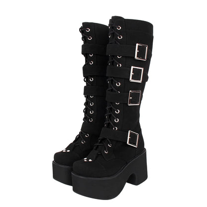 Funki Findz | Boots | Women's Harajuku Flock Buckle Boots