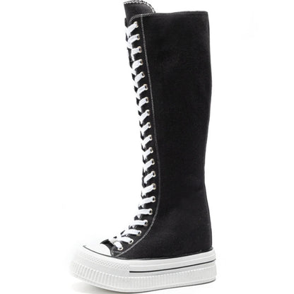 Funki Findz | Boots | Women's Lace Up Knee High Canvas Boots