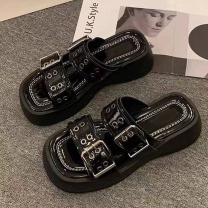 Funki Findz | Shoes | Women's Gothic Punk Low Wedge Slides