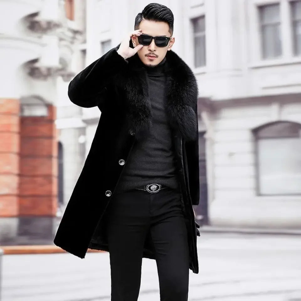Funki Findz | Jackets | Men's Long Faux Fur Buttoned Up Coat