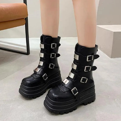 Funki Findz | Boots | Women's Gothic Metal Plate Platform Boots