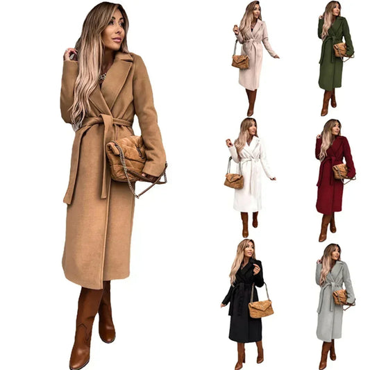 Funki Findz | Jackets | Women's Elegant Long Tie Belt Overcoats