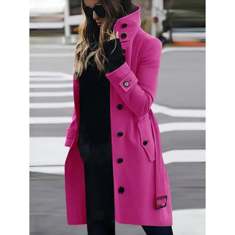 Funki Findz | Jackets | Women's Wool Blend Stand Collar Coat