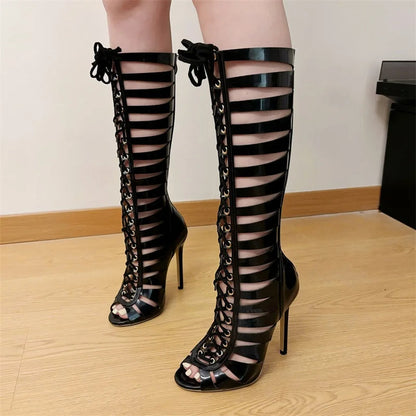 Funki Findz | Boots | Women's Lace Up Roman Gladiator Stilettos