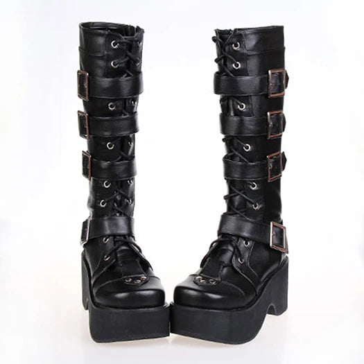 Funki Findz | Boots | Women's Gothic Punk 4 Strap Platform Boot