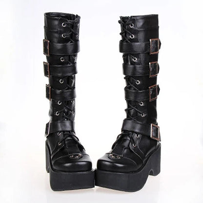 Funki Findz | Boots | Women's Gothic Punk 4 Strap Platform Boot