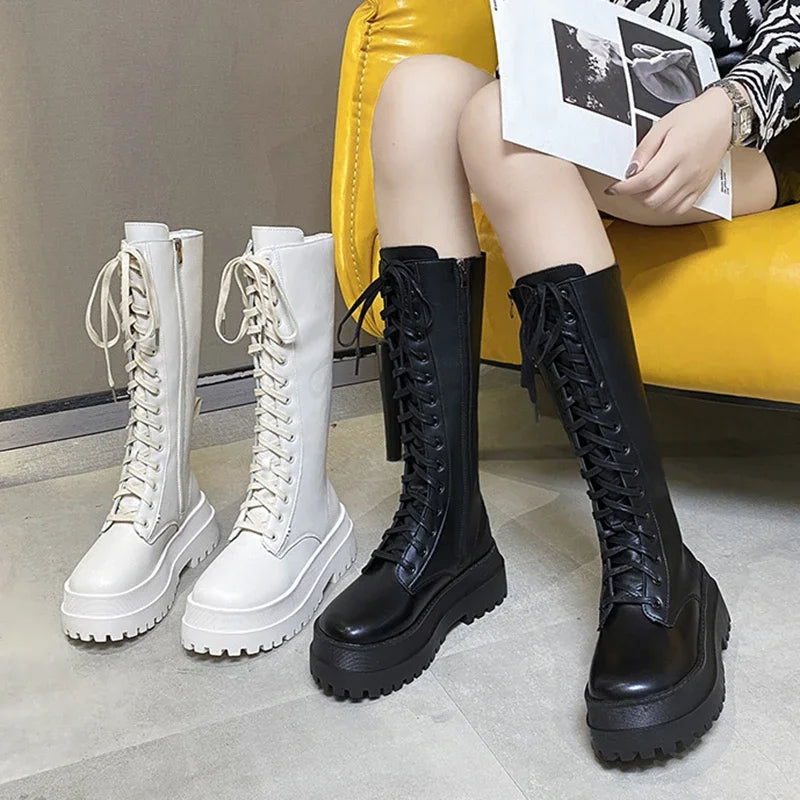 Funki Findz | Boots | Women's Lace Up Chunky Gothic Boots