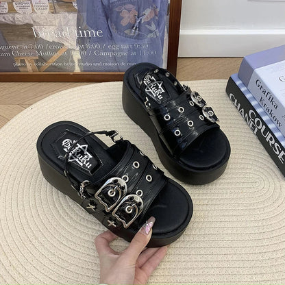 Funki Findz | Shoes | Women's Chunky Gothic Wedge Slides
