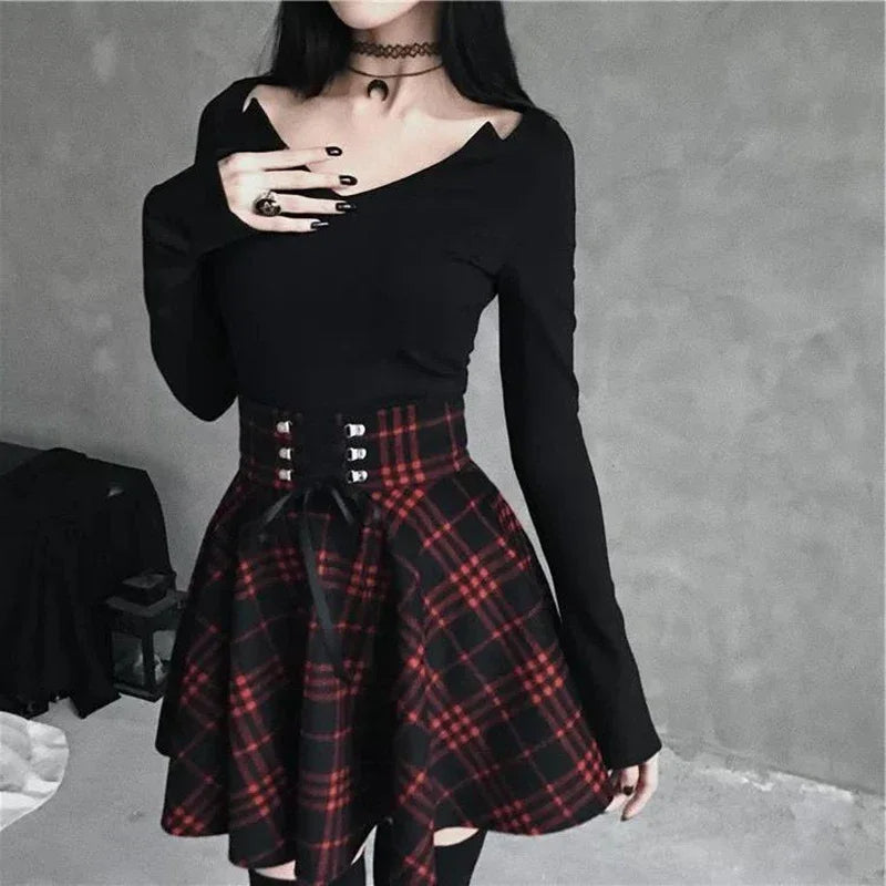 Funki Findz | Skirts | Women's Gothic Retro Punk Plaid Mini Skirt
