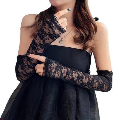 Funki Findz | Gloves | Women's Long Lace Fingerless Gloves