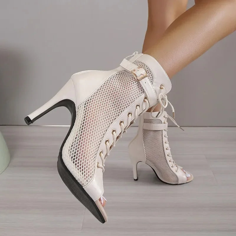 Funki Findz | Boots | Women's Mesh Lace Up Buckle Ankle Boots