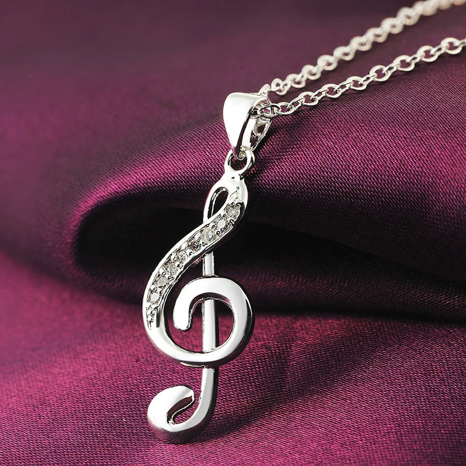 Funki Findz | Necklaces | Unisex Music Note Rhinestone Pendant