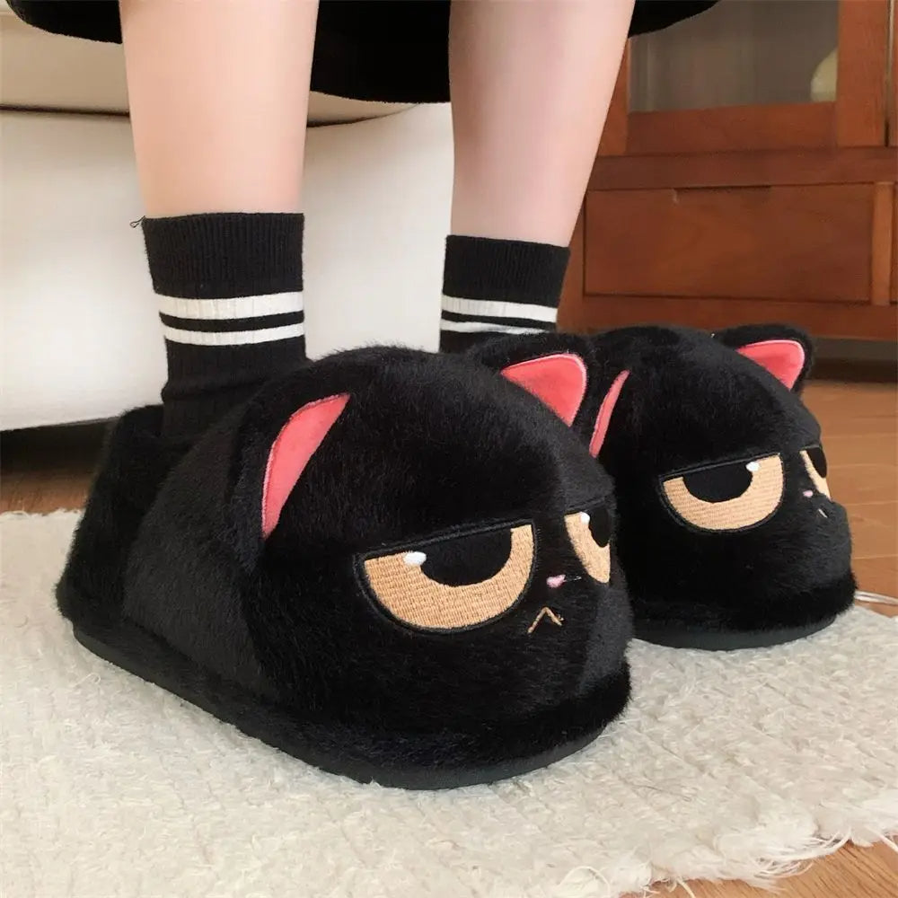 Funki Findz | Shoes | Women's Black Cat Winter Soft Slippers