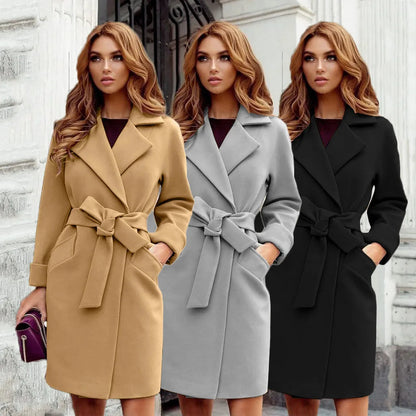 Funki Findz | Jackets | Women's Suit Collar Slim Fit Tie Belt Coat
