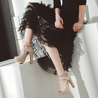 Funki Findz | Shoes | Women's Sequin Peep Toe Platform Sandal