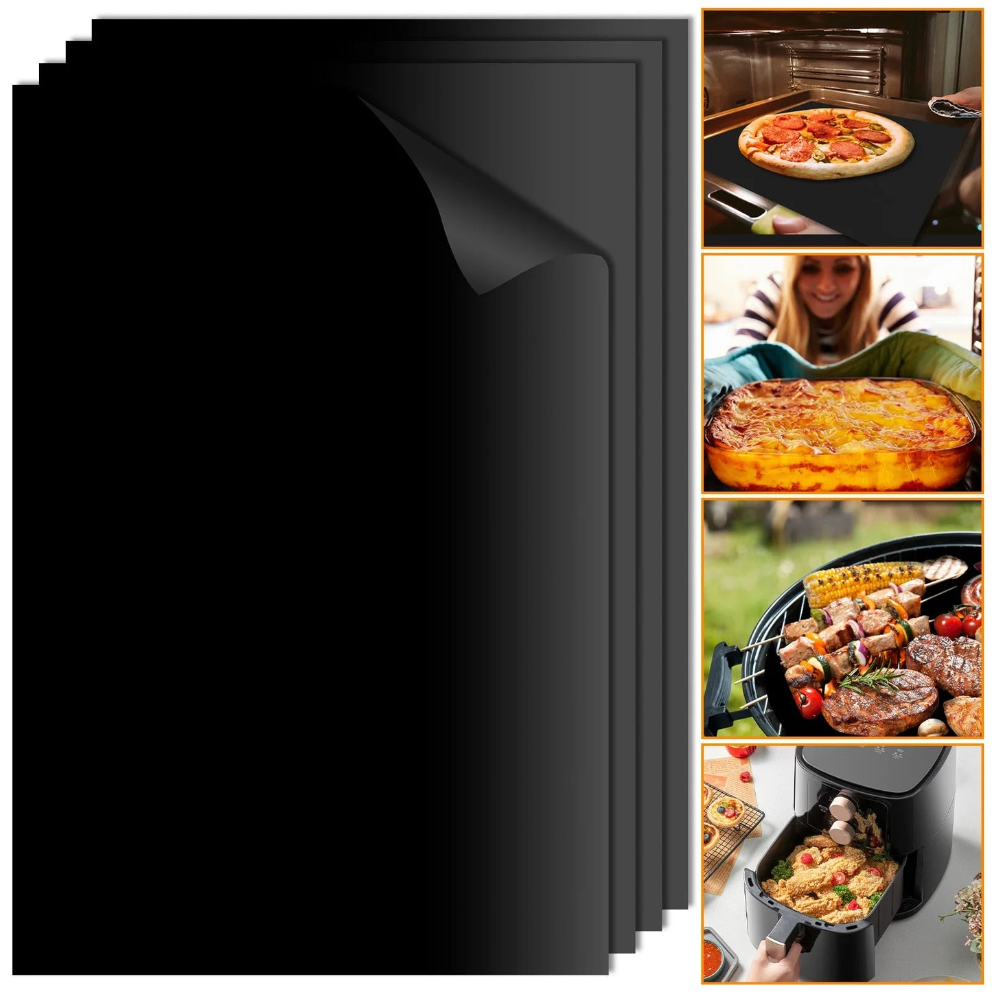 Funki Findz | Grill Mats | 4 Pcs Large Non Stick Oven Grill Mats